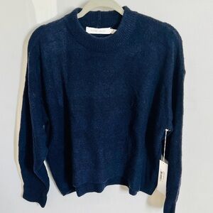 bishop + young Navy Blue Montauk Crew Neck Sweater size XS Cozy and Soft NWT